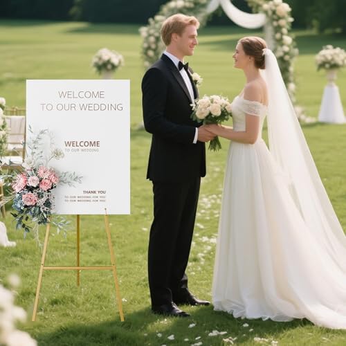 Gold Easel Stand for Sign, Wedding Sign, alternate view 2