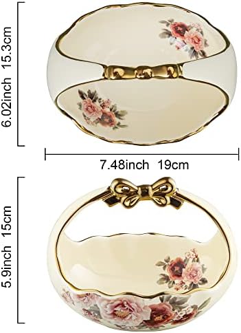 Gold Floral Fruit Basket for Kitchen Table in Small in Gold fruit basket, alternate view 3