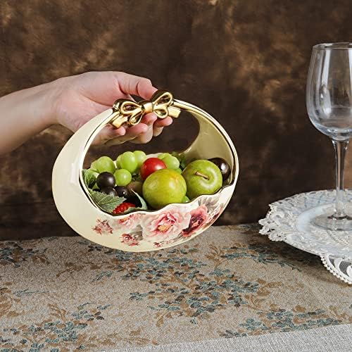 Gold Floral Fruit Basket for Kitchen Table in Small in Gold fruit basket, alternate view 5