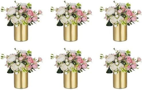 Gold Flower Vase Centerpieces, 5.1" Tall, Metal, 6 Pcs in Gold-1#