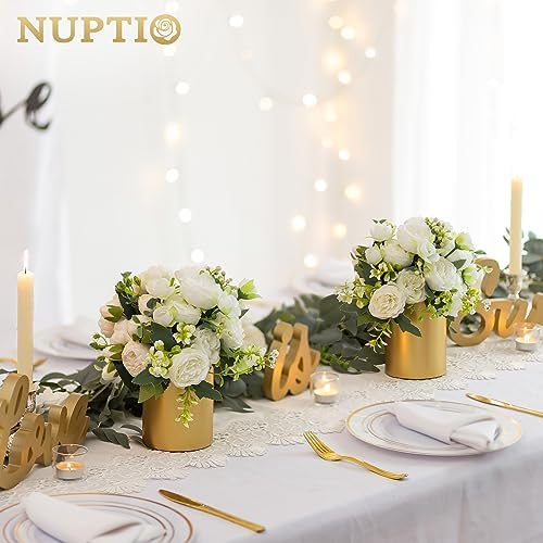 Gold Flower Vase Centerpieces, 5.1" Tall, Metal, 6 Pcs in Gold-1#, alternate view 2