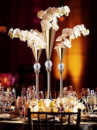 Gold Flower Vase for Centerpiece Table Decorations Wedding Reception Decor, 19.7 Inch Tall Metal Vase for, alternate view 2