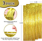 Gold Foil Fringe Backdrop Curtains, 3.3x6.6ft, 3pcs in 3.3x6.6ft, alternate view 3