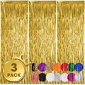 Gold Foil Fringe Backdrop Curtains, 3.3x8.2ft, 3 Pack in 3.3x8.2ft