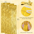 Gold Foil Fringe Backdrop Curtains, 3.3x8.2ft, 3 Pack in 3.3x8.2ft, alternate view 3