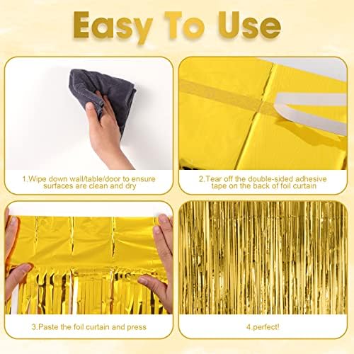 Gold Foil Fringe Backdrop Curtains, 3.3x8.2ft, 3 Pack in 3.3x8.2ft, alternate view 5