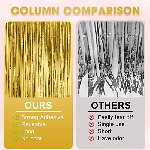 Gold Foil Fringe Backdrop Curtains, 3.3x8.2ft, 3 Pack in 3.3x8.2ft, alternate view 6