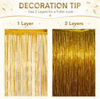 Gold Fringe Backdrop, 4 Pack 3.3 x 6.6 ft Foil Fringe Curtains in 3.3 x 6.6 ft, alternate view 5