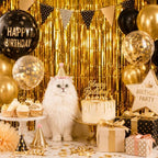 Gold Fringe Backdrop, 4 Pack 3.3 x 6.6 ft Foil Fringe Curtains in 3.3 x 6.6 ft, alternate view 7