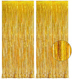 Gold Fringe Curtain Tinsel Backdrop Pack of 2
