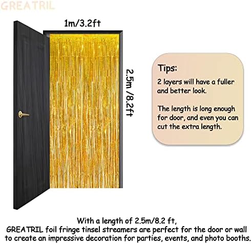 Gold Fringe Curtain Tinsel Backdrop Pack of 2, alternate view 3