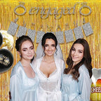 Gold Fringe Curtain Tinsel Backdrop Pack of 2, alternate view 4