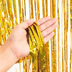 Gold Fringe Curtain Tinsel Backdrop Pack of 2, alternate view 6