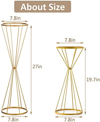 Gold Geometric Centerpiece Metal Wedding Flower Stand, 27in, 2Pcs in Gold, alternate view 3