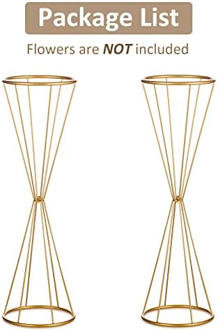 Gold Geometric Centerpiece Metal Wedding Flower Stand, 27in, 2Pcs in Gold, alternate view 5