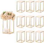 Gold Geometric Column Flower Stand Wedding Centerpieces, 10Pcs in Gold