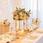 Gold Geometric Column Flower Stand Wedding Centerpieces, 10Pcs in Gold, alternate view 2