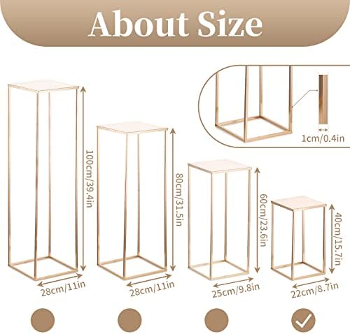 Gold Geometric Column Flower Stand Wedding Centerpieces, 10Pcs in Gold, alternate view 3