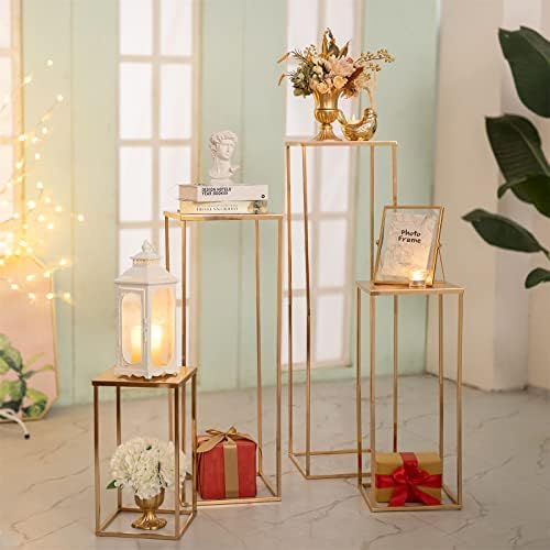 Gold Geometric Column Flower Stand Wedding Centerpieces, 10Pcs in Gold, alternate view 5