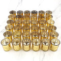 Gold Mercury Glass Tea Light Holders Set of 36 - Elegant Votive Candle Holders for Weddings, Showers and Home