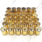 Gold Mercury Glass Tea Light Holders Set of 36 - Elegant Votive Candle Holders for Weddings, Showers and Home