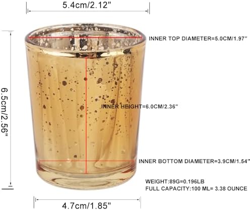 Gold Mercury Glass Tea Light Holders Set of 36 - Elegant Votive Candle Holders for Weddings, Showers and Home, alternate view