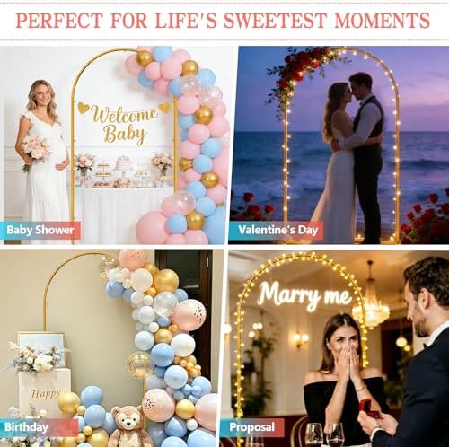 Gold Metal Arch Backdrop Stand, 6.6FT Wedding Arch Stand for Birthday Party Bridal Baby Shower Graduation, alternate view 7