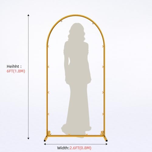 Gold Metal Arch Backdrop Stand, 6FT Wedding Arch Stand for Birthday Party Bridal Baby Shower Graduation Ceremony, alternate