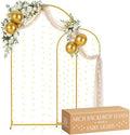Gold Metal Arch Backdrop Stand for Wedding & Birthday Party Decorations, Foldable Balloon Arch Frame with Easy