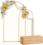 Gold Metal Arch Backdrop Stand for Wedding & Birthday Party Decorations, Foldable Balloon Arch Frame with Easy