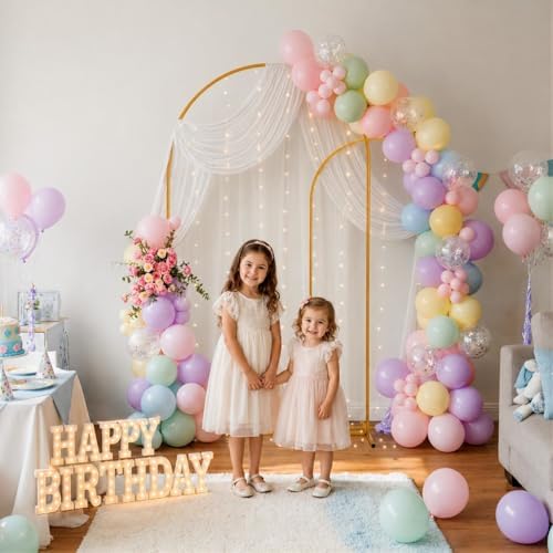 Gold Metal Arch Backdrop Stand for Wedding & Birthday Party Decorations, Foldable Balloon Arch Frame with Easy, alternate