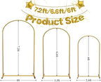 Gold Metal Arch Stand, 7.2ft 6.6ft 6ft Set, alternate view 2