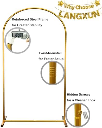 Gold Metal Arch Stand, 7.2ft 6.6ft 6ft Set, alternate view 3