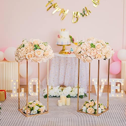 Gold Metal Cube Vase Stand for Wedding Centerpieces, 23.6in Tall, 10 Pcs in Gold-10PSC, alternate view 4