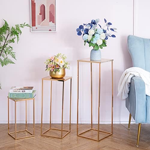 Gold Metal Cube Vase Stand for Wedding Centerpieces, 23.6in Tall, 10 Pcs in Gold-10PSC, alternate view 5