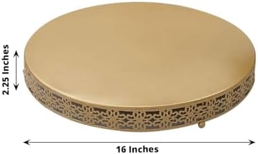 Gold Metal Fleur De Lis Round Pedestal Cake Stands, Cupcake Dessert Display Stand Table Centerpiece - 16" in, alternate view