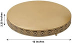 Gold Metal Fleur De Lis Round Pedestal Cake Stands, Cupcake Dessert Display Stand Table Centerpiece - 16" in, alternate view