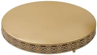 Gold Metal Fleur De Lis Round Pedestal Cake Stands, Cupcake Dessert Display Stand Table Centerpiece - 16" in, alternate view