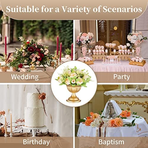 Gold Metal Urn Vases for Flower, Compote Vase for Centerpiece, 2Pcs in Gold, alternate view 6