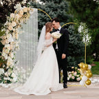Gold Metal Wedding Arch Backdrop Stand Set of 2, 7.2FT & 6FT, alternate view 2