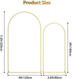 Gold Metal Wedding Arch Backdrop Stand Set of 2, 7.2FT & 6FT, alternate view 3