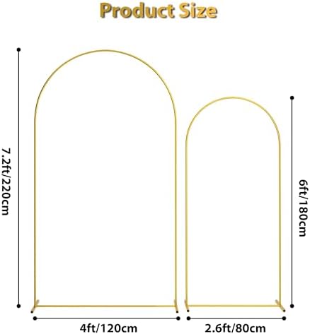 Gold Metal Wedding Arch Backdrop Stand Set of 2, 7.2FT & 6FT, alternate view 3
