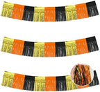 Gold Orange Black Fringe Garland Banner Wall Tinsel Foil Streamers in Gold Orange Black