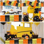 Gold Orange Black Fringe Garland Banner Wall Tinsel Foil Streamers in Gold Orange Black, alternate view 5
