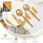Gold Plastic Serving Utensils Set, Disposable Tong Serving Spoons in Gold, alternate view 4