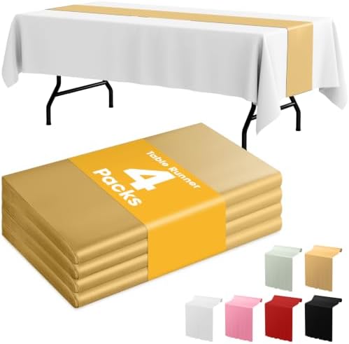 Gold Plastic Table Runner Party Decorations, Disposable, 4 Pack