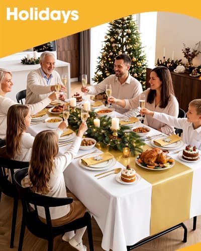 Gold Plastic Table Runner Party Decorations, Disposable, 4 Pack, alternate view 2