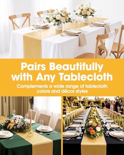 Gold Plastic Table Runner Party Decorations, Disposable, 4 Pack, alternate view 6