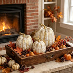 Gold Pumpkins Fall Decor Large Artificial Foam Pumpkin, 3 Pack, alternate view 6