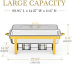 Gold Rectangular Chafing Dishes, 44QT 4 Pack, alternate view 2